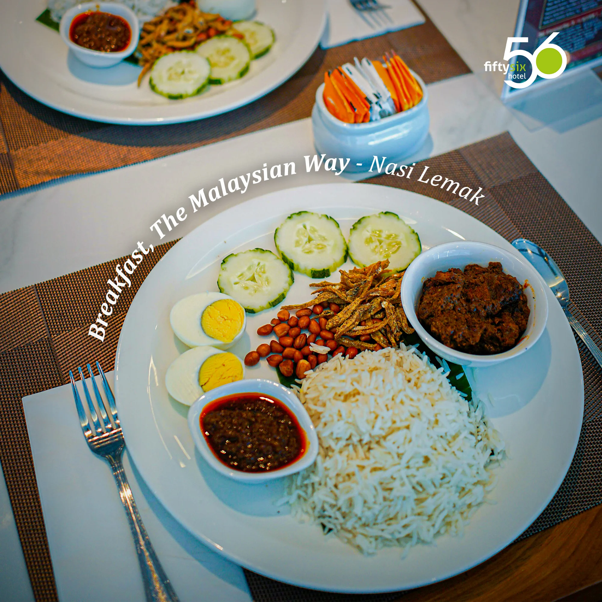 Nasi lemak served at 56 Cafe