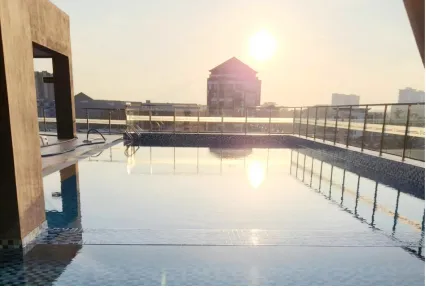 Poolside lounge at 56 Hotel Kuching